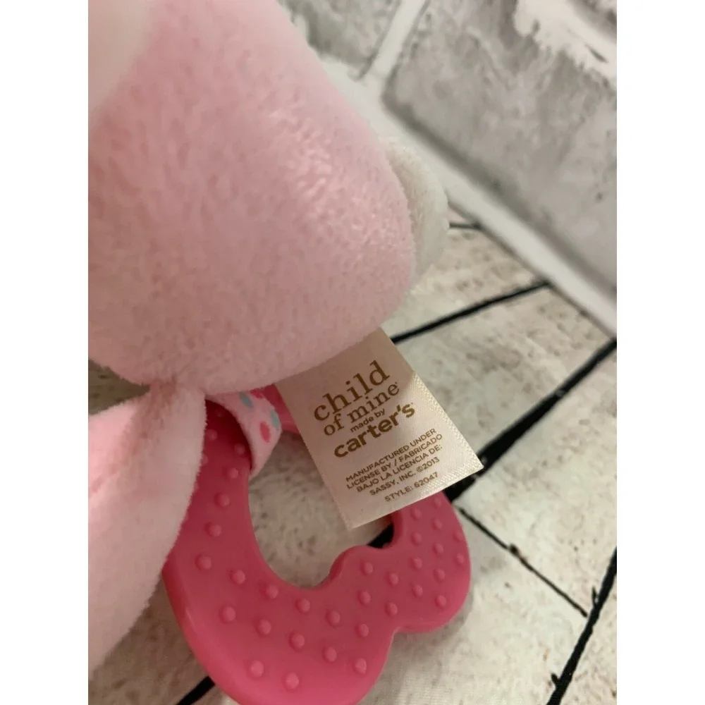 Carters Child of Mine small plush pink bunny rabbit hanging crib teether rattle